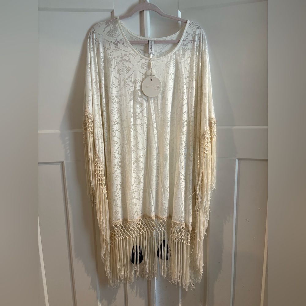 NWT! Semi-Sheer Fringe Swim Cover-Up!